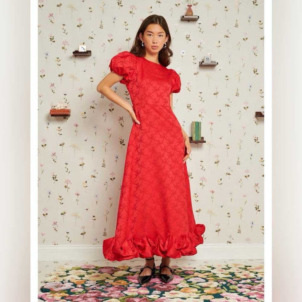 Sister Jane Red Maxi Dress with Puff Sleeves